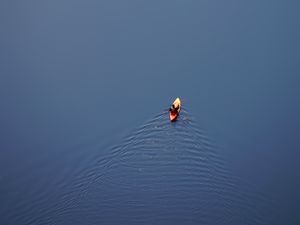 Preview wallpaper boat, canoe, aerial view, water