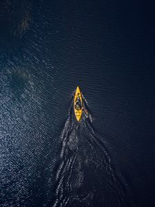 Preview wallpaper boat, canoe, aerial view, ocean, water