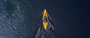 Preview wallpaper boat, canoe, aerial view, ocean, water