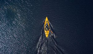 Preview wallpaper boat, canoe, aerial view, ocean, water