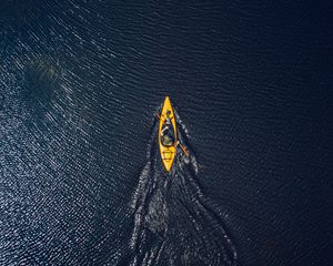 Preview wallpaper boat, canoe, aerial view, ocean, water