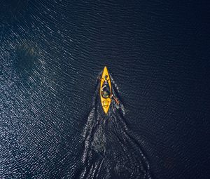 Preview wallpaper boat, canoe, aerial view, ocean, water
