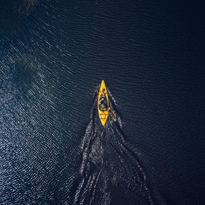 Preview wallpaper boat, canoe, aerial view, ocean, water