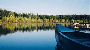 Preview wallpaper boat, canoe, lake, trees
