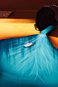 Preview wallpaper boat, cup, surface, art