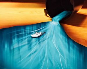 Preview wallpaper boat, cup, surface, art
