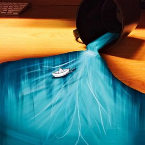 Preview wallpaper boat, cup, surface, art