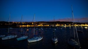 Preview wallpaper boat, dock, night, sea