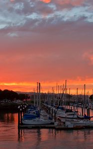 Preview wallpaper boat, dusk, pierce, san francisco, california, usa