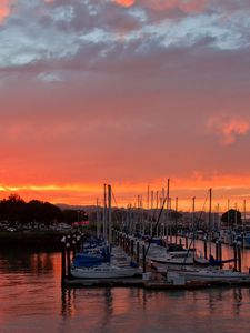 Preview wallpaper boat, dusk, pierce, san francisco, california, usa