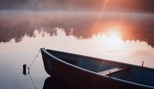 Preview wallpaper boat, fog, rays, water