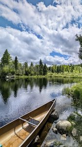 Preview wallpaper boat, lake, forest, nature