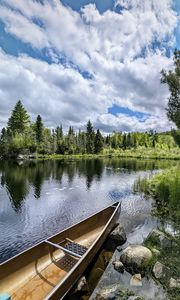 Preview wallpaper boat, lake, forest, nature