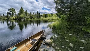 Preview wallpaper boat, lake, forest, nature