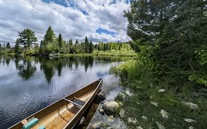 Preview wallpaper boat, lake, forest, nature