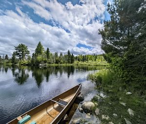 Preview wallpaper boat, lake, forest, nature