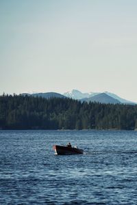 Preview wallpaper boat, lake, forest, mountains, landscape