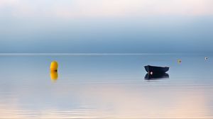 Preview wallpaper boat, lake, minimalism