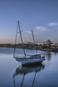 Preview wallpaper boat, lake, reflection, twilight