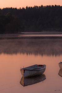 Preview wallpaper boat, lake, reflection, forest, nature