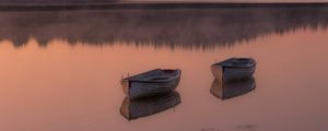 Preview wallpaper boat, lake, reflection, forest, nature