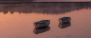 Preview wallpaper boat, lake, reflection, forest, nature