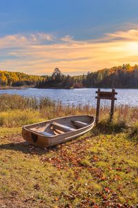 Preview wallpaper boat, lake, trees, autumn