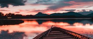 Preview wallpaper boat, landscape, sunset, water