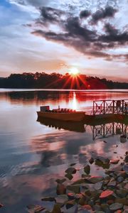 Preview wallpaper boat, mooring, stones, water