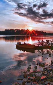 Preview wallpaper boat, mooring, stones, water