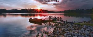 Preview wallpaper boat, mooring, stones, water