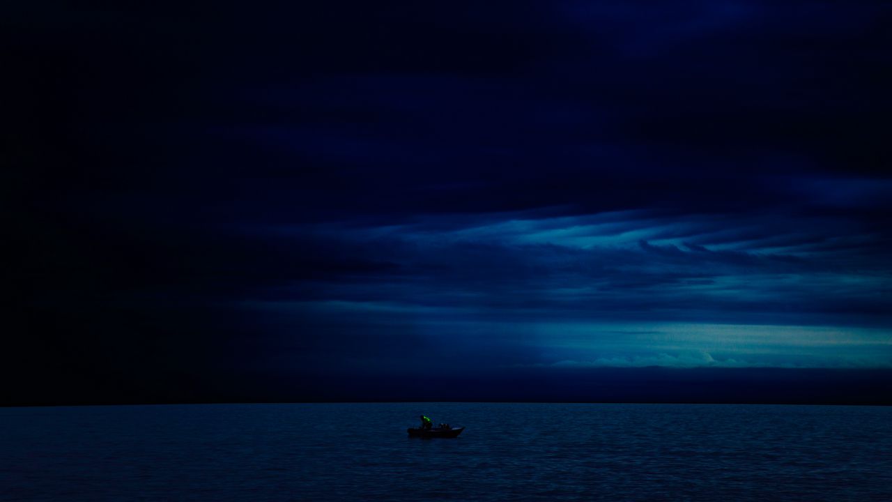 Wallpaper boat, night, horizon, dark