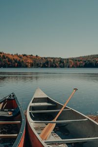 Preview wallpaper boat, oars, river, trees, sky