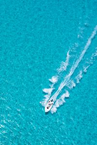 Preview wallpaper boat, ocean, aerial view, waves