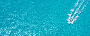 Preview wallpaper boat, ocean, aerial view, waves