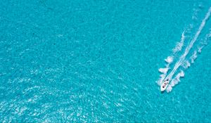 Preview wallpaper boat, ocean, aerial view, waves