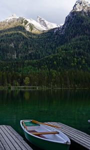 Preview wallpaper boat, pier, lake, trees, landscape