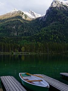 Preview wallpaper boat, pier, lake, trees, landscape