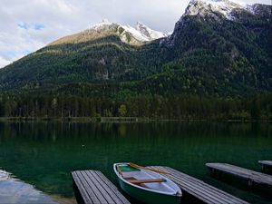 Preview wallpaper boat, pier, lake, trees, landscape