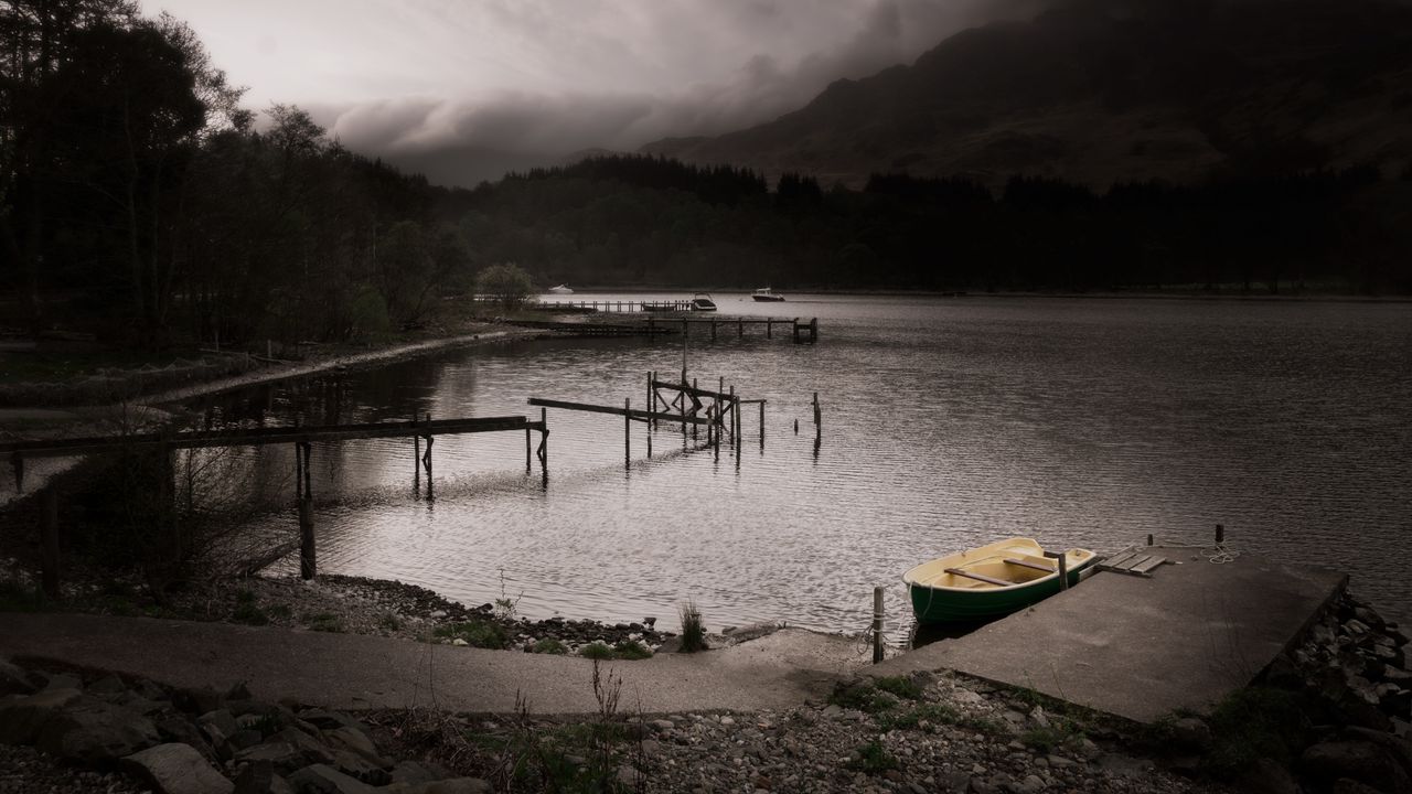 Wallpaper boat, pier, river, nature