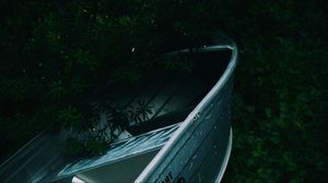 Preview wallpaper boat, plants, branches, dark