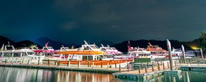 Preview wallpaper boat, port, pier, night, reflection