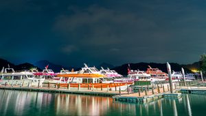 Preview wallpaper boat, port, pier, night, reflection