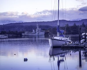 Preview wallpaper boat, port, water, trees