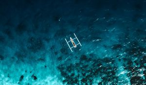 Preview wallpaper boat, reef, aerial view, sea