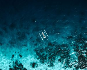 Preview wallpaper boat, reef, aerial view, sea