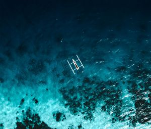 Preview wallpaper boat, reef, aerial view, sea