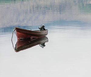 Preview wallpaper boat, reflection, lake, trees