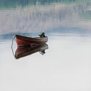 Preview wallpaper boat, reflection, lake, trees