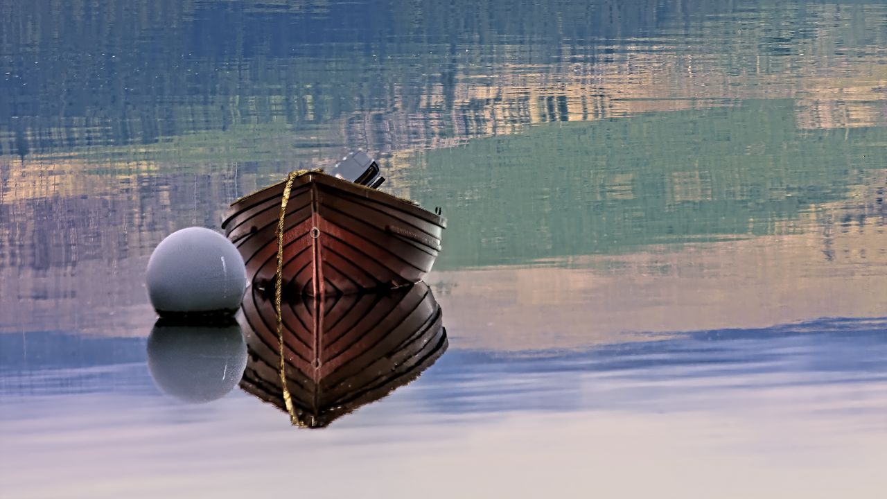 Wallpaper boat, reflection, lake, forest